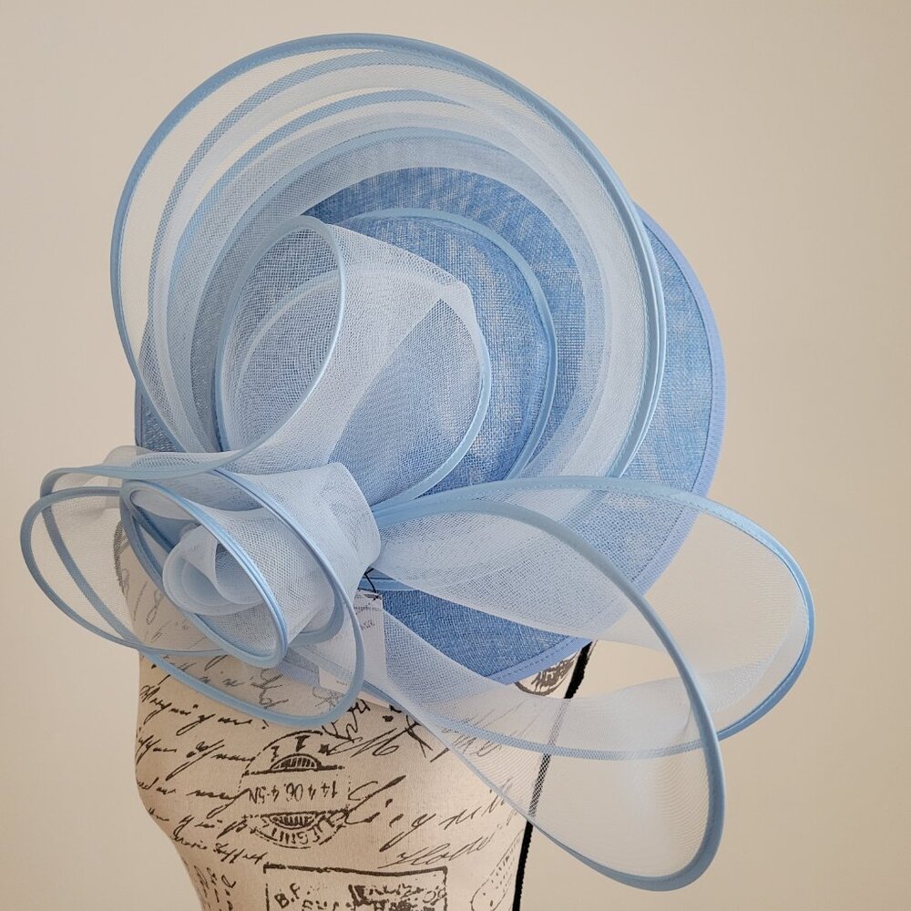 Paris Hand-Made Large Brim Ruffle Organza Hat | Elegant Royal Derby Wedding Hat - Picture 2 of 13